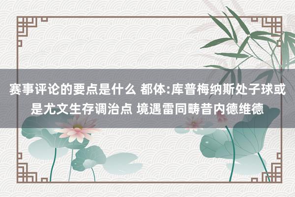 赛事评论的要点是什么 都体:库普梅纳斯处子球或是尤文生存调治点 境遇雷同畴昔内德维德